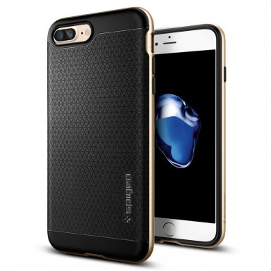 Spigen Neo Hybrid Case - хибриден кейс с висока степен на защита за iPhone 8 Plus, iPhone 7 Plus (черен-златист)