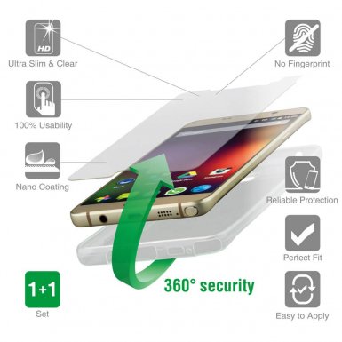 4smarts 360° Protection Set - тънък силиконов кейс и стъклено защитно покритие за дисплея на Asus ZenFone 2 (ZE551ML)