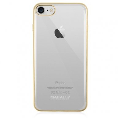 Macally Luxr Soft Case - силиконов (TPU) калъф за iPhone 8, iPhone 7 (прозрачен-златист)
