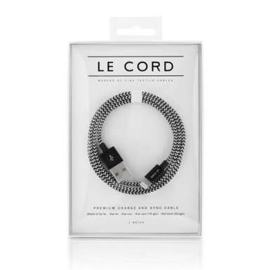 Le Cord Premium Lightning to USB Cable 120 cm - кабел за утройства с Lightning порт (черен-бял)