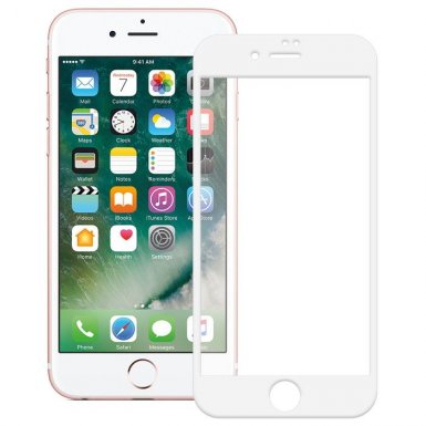 TIPX Full Screen 3D Tempered Glass - заоблено, обхващащо и ръбовете стъклено защитно покритие за дисплея на iPhone 8, iPhone 7 (бял)