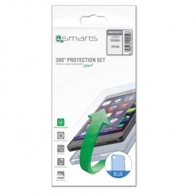 4smarts 360° Protection Set - тънък силиконов кейс и стъклено защитно покритие за дисплея на iPhone 8, iPhone 7 (син)