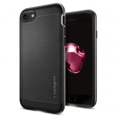 Spigen Neo Hybrid Case - хибриден кейс с висока степен на защита за iPhone 8, iPhone 7 (черен-сив)