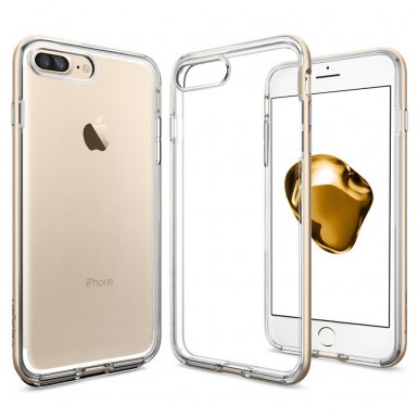 Spigen Neo Hybrid Case Crystal - хибриден кейс с висока степен на защита за iPhone 8 Plus, iPhone 7 Plus (прозрачен-златист)