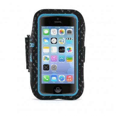 Griffin Adidas Armband - неопренов спортен калъф за ръка за iPhone 5S, iPhone 5, iPhone 5C, iPhone SE (черен-син)