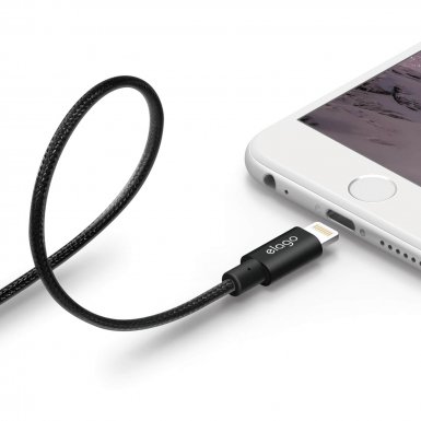 Elago Aluminum Lightning USB Cable - USB кабел за iPhone, iPad, iPod с Lightning (черен)