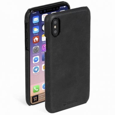Krusell Sunne Cover - кожен кейс (ествествена кожа) за iPhone XS, iPhone X (черен)