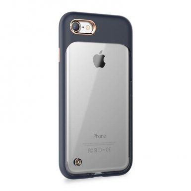 STILMIND Monokini Case - удароустойчив хибриден кейс за iPhone 8, iPhone 7 (тъмносин-прозрачен)