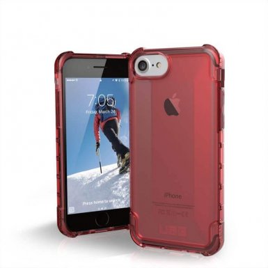 Urban Armor Gear Plyo Case - удароустойчив хибриден кейс за iPhone 8, iPhone 7 (червен-прозрачен)