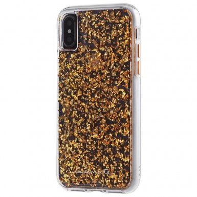 CaseMate Karat Case - дизайнерски кейс с елементи от розово злато и висока защита за iPhone XS, iPhone X (розово злато)