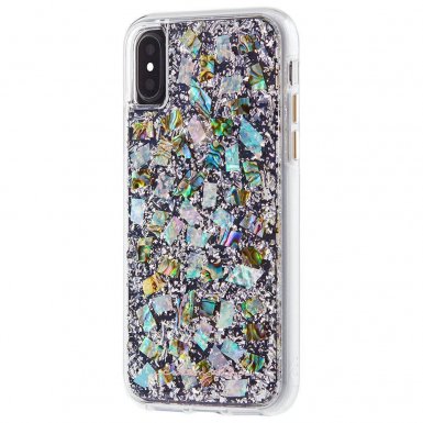 CaseMate Karat Case - дизайнерски кейс с истински перлени нишки и висока защита за iPhone XS, iPhone X (перлен)