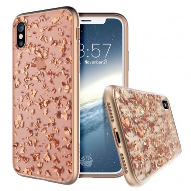 Prodigee Treasure Case - хибриден кейс с висока степен на защита за iPhone XS, iPhone X (розов)