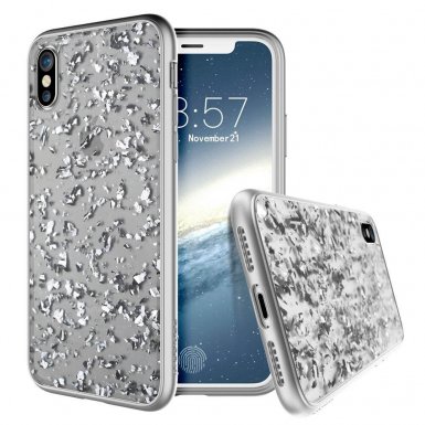 Prodigee Treasure Case - хибриден кейс с висока степен на защита за iPhone XS, iPhone X (сребрист)