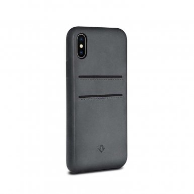 TwelveSouth Relaxed Wallet Leather Clip - кожен (естествена кожа) кейс за iPhone X (сив)