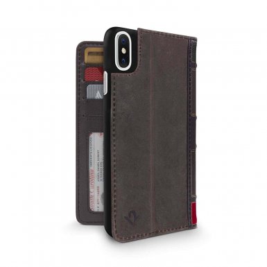 TwelveSouth BookBook - луксозен кожен калъф (с кейс) тип портфейл за iPhone XS,iPhone X (кафяв)