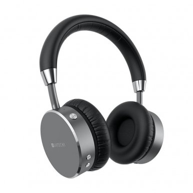 Satechi Wireless On-Ear Headphones - безжични слушалки с микрофон и управление на звука за iPhone, iPod и iPad (тъмносив)