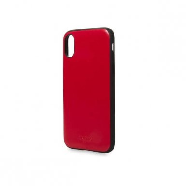 Knomo Moulded Open Face Leather Case - кожен кейс (естествена кожа) за iPhone XS, iPhone X (червен)