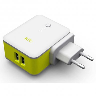 Kit 2in1 International Travel Charger with 3000mAh Powerbank - захранване за ел. мрежа с адаптори за цял свят и външна батерия (бял)