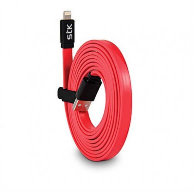 STK Noodle Lightning Cable 2 m - Lightning кабел за iPhone, iPad, iPod с Lightning (2 метра) (червен)