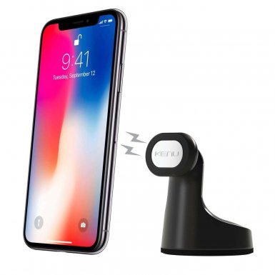 Kenu Airbase Magnetic Mount - универсална магнитна поставка за гладки повърхности за iPhone, Samsung и смартфони (черен)