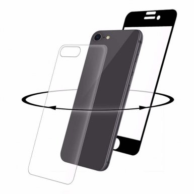 Eiger 3D 360 Screen Protector Back and Front Glass - калени стъклени защитни покрития за дисплея и задната част на iPhone 8, iPhone 7 (черен-прозрачен)
