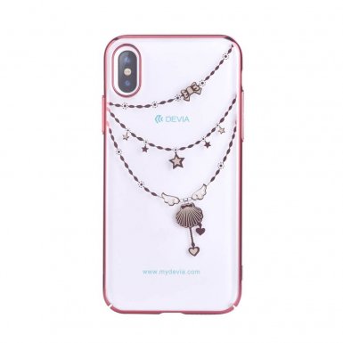 Devia Crystal Shell Case - поликрабонатов кейс за iPhone XS, iPhone X (с кристали Сваровски) (червен)