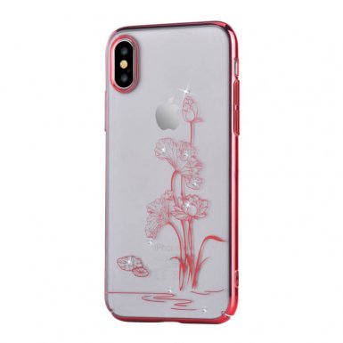 Comma Crystal Starlight Case - поликарбонатов кейс за iPhone XS, iPhone X (с кристали Сваровски) (червен)