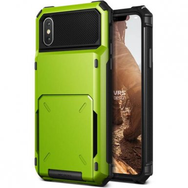 Verus Damda Folder Case - висок клас хибриден удароустойчив кейс с място за кр. карти за iPhone XS, iPhone X (зелен)
