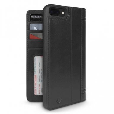 TwelveSouth Journal - луксозен кожен калъф тип портфейл за iPhone 8 Plus, iPhone 7 Plus (черен)