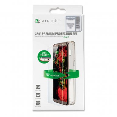 4smarts 360° Case Friendly Premium Protection Set - тънък силиконов кейс и стъклено защитно покритие за дисплея на Samsung Galaxy S9 Plus (прозрачен)