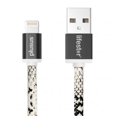 PlusUs LifeStar Handcrafted Lightning Cable - ръчно изработен сертифициран Lightning кабел за iPhone, iPad и iPod (1м.) (черен-бял)