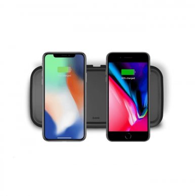 Zens Dual Wireless Charger Stand 10W with Power Supply ZEDC02B - двойна станция за безжично зареждане на Qi съвместими устройства (черен)