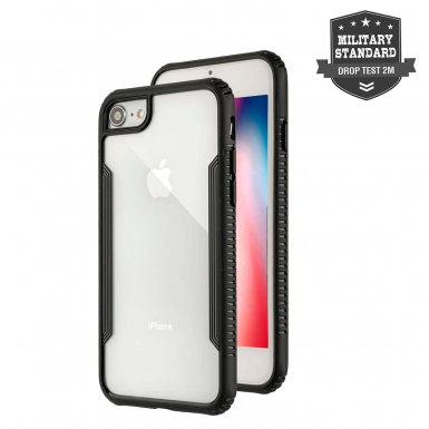 4smarts Clip-On Cover Trendline Premium KNOX - хибриден удароустойчив кейс за iPhone 7, iPhone 8 (черен-прозрачен)