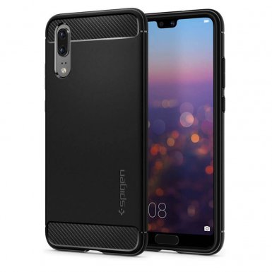 Spigen Rugged Armor - термополиуретанов кейс с висока степен на защита за Huawei P20 (черен)