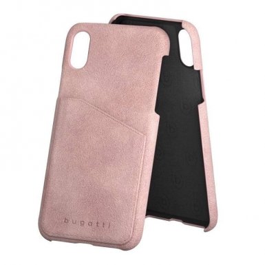 Bugatti Londra Case - велурен кейс за iPhone XS, iPhone X (розов)