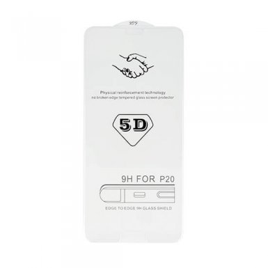 Premium Full Glue 5D Tempered Glass - обхващащо и ръбовете стъклено защитно покритие за дисплея на Huawei P20 (прозрачен)