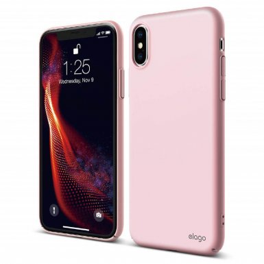 Elago Slim Fit Case - качествен поликарбонатов кейс за iPhone XS (розов)