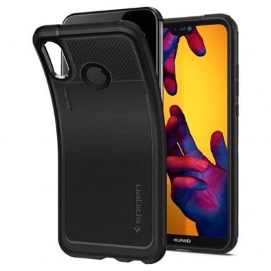 Spigen Marked Armor Case - качествен термополиуретанов калъф за Huawei P20 Lite (черен-мат) 