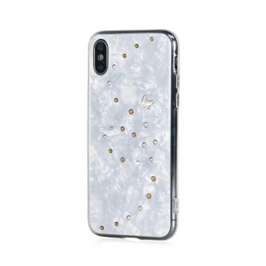 Bling My Thing Papillon TPU Angel Tears Swarovski - силиконов (TPU) калъф с кристали Сваровски за iPhone XS, iPhone X (бял)