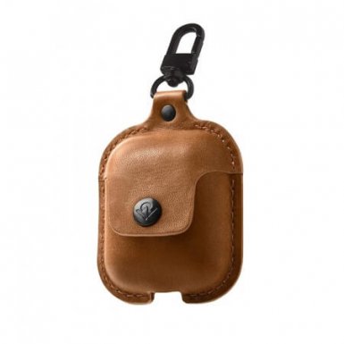 TwelveSouth AirSnap Leather Case - кожен калъф (ествествена кожа) за Apple Airpods (кафяв)