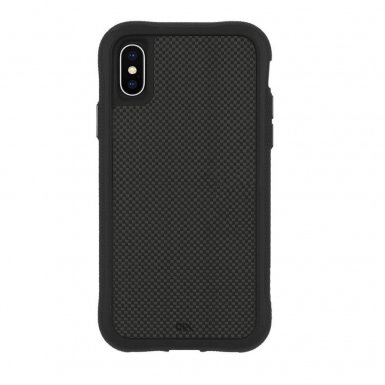 CaseMate Carbon Fibre Case - удароустойчив хибриден кейс за iPhone XS, iPhone X (черен)