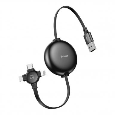 Baseus Little Octopus 3in1 Cable MicroUSB, USB-C and Lightning Connectors - качествен USB кабел с Lightning, microUSB и USB-C конектори (черен)