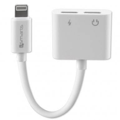 4smarts Audio and Charging Splitter Lightning to 2x Lightning - Lightning адаптер към 2x Lightning изходa (6.5см) (бял)