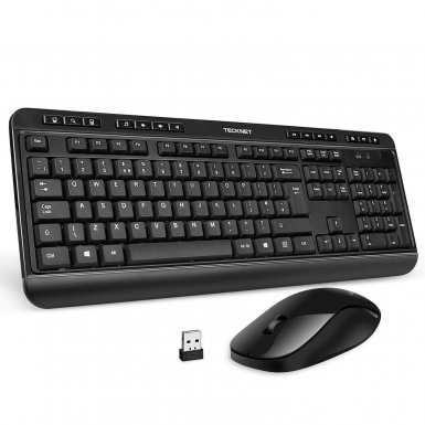Tecknet Office Slim X300 V3 2.4G  - комплект устойчива на течности клавиатура и безжична мишка за офиса (черен)