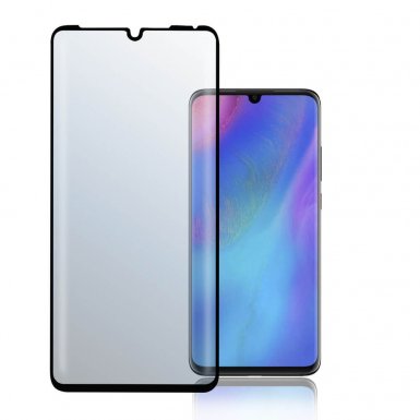 4smarts Second Glass Colour Frame - калено стъклено защитно покритие с извити ръбове за целия дисплей на Huawei P30 Pro (черен-прозрачен)