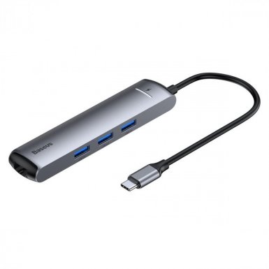 Baseus Mechanical Eye USB-C Hub - мултифункционален хъб за свързване на допълнителна периферия към MacBook и компютри с USB-C порт (тъмносив)