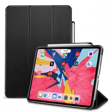ESR Yippee Leather Case - кожен калъф с поставка и отделение за Apple Pencil за iPad Pro 12.9 (2018) (черен)