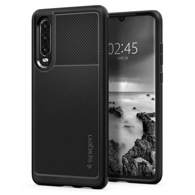 Spigen Rugged Armor Case - тънък качествен слииконов (TPU) калъф за Huawei P30 (черен)