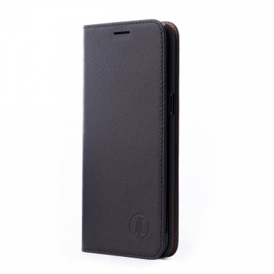 JT Berlin BookCase Tegel Case - хоризонтален кожен (естествена кожа) калъф тип портфейл за Huawei P30 (черен)