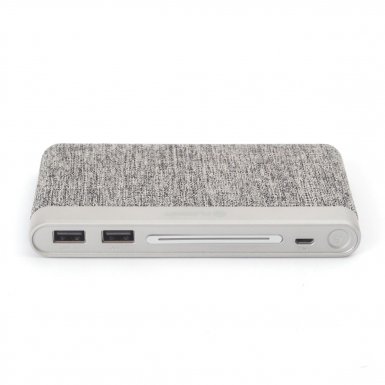 Platinet Power Bank 10000 mAh Polymer Fabric Braided - външна батерия с 2 USB изходa за таблети и смартфони (светлосив)